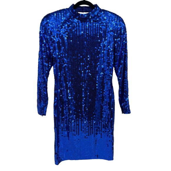 Niteline Della Roufogali Evening Dress Sz 8 Medium‎ Royal Blue Iridescent Sequin - Picture 1 of 5